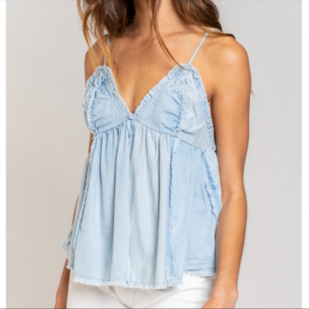POL Deep V Denim Tank Top - Picture 8 of 10